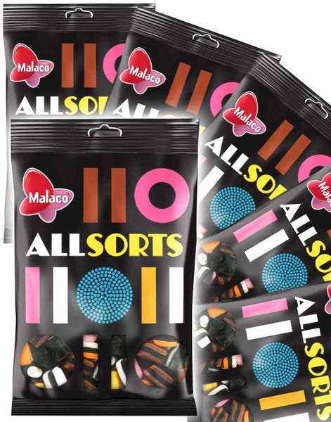 6 kg Malaco Lakrits Allsorts / Engelsk Lakritskonfekt - Låda med 15 Påsar