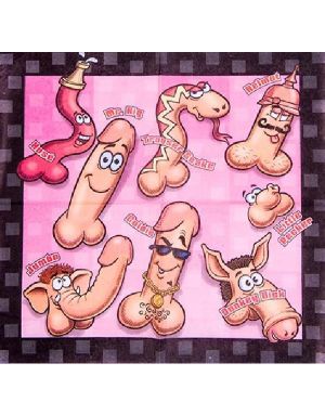 10 stk Servietter med Olika Penis-Motiv 33x33 cm