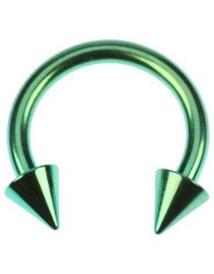 Rund Grön Ögonbrynspiercing med Spike Kulor - 1,6 x 10 mm