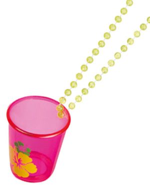 Rosa Shotglass med Hibiscus och Gul Pärlkedja
