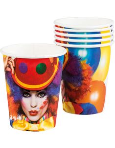 6 stk Pappmuggar 250 ml - Clownfest
