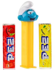 Smurf Pez-Holder med 2 stk Pez Pakker