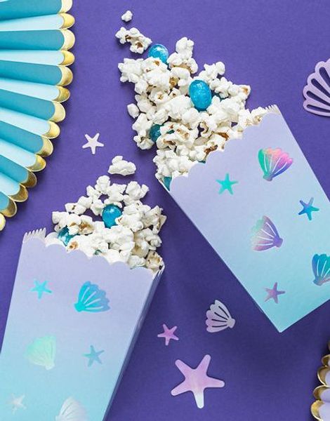 6 st Ombre Popcornmuggar med Iridescent Havsmotiv