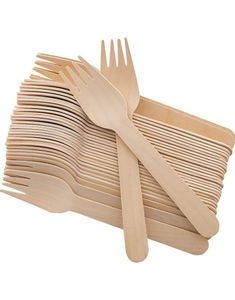 100 stk Miljøvennlige Gafler i Tre 16 cm