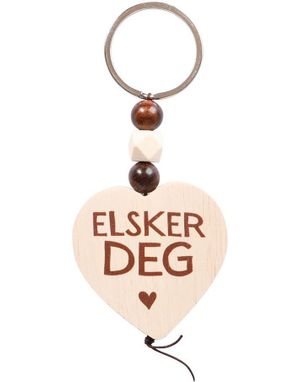 Nøkkelring med Trehjerte og Perler - Elsker Deg