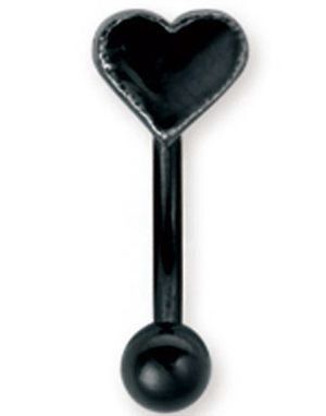 Ögonbrynspiercing i Svart med Hjärtformad Kula - 1.2 x 8 mm