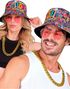 80-tals Party Kit – Bucket-hatt, Guldkedja och Rosa Solglasögon
