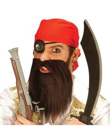 Piratset - 4 Delar (ögonlapp, bandana, mustasch och skägg) 