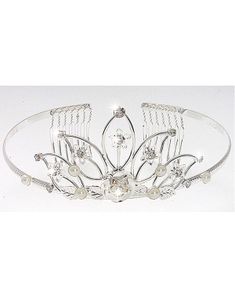 Blossom Tiara m/Gnistrande Stenar & Pärlor - Silvrig