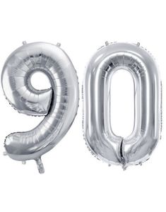 90 års ballonger - 35 cm silver