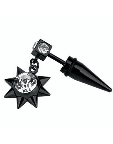 Hanging Diamond Star - Svart Fejkpiercing