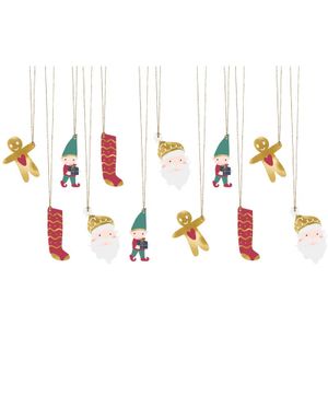12 stk Folierte Gave- / Merkelapper med Julemotiv