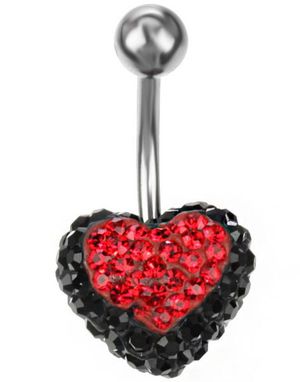 Celebrity Heart Navelpiercing - Svart/Röd