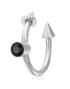 Ögonbrynspiercing med Spike Kulor & Svart Sten - 1,2 x 10 mm