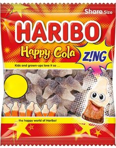 Haribo Happy Cola Z!NG - Brusiga Vingummi Colaflaskor 140 Gram