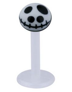 Labret with Jack Skellington Head - Vit/Svart - Strl 1,2x8x4mm