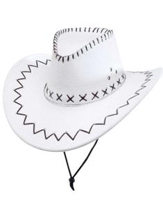 Vit Cowboyhatt med Svarta stygn