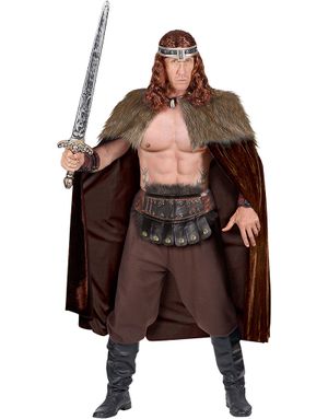 Brun Vikingakappa i Velour med Fuskpäls 125 cm