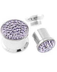 Piercing Plugg Dekorerad med Lila Stenar