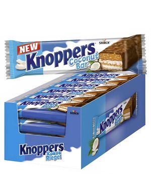 24 stk Knoppers Coconut Bar - Sjokolade med Kokos, Melkekrem og Karamell - Hel Eske 0.96 kg