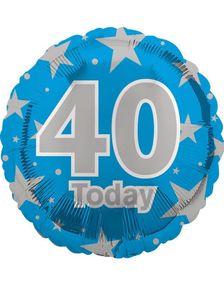 40 Today - Blå Folieballong 45 cm