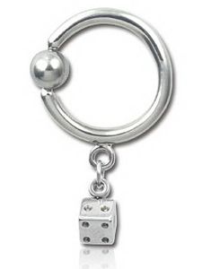 BCR Piercing med Hängande Tärning - 1.6 x 12 mm