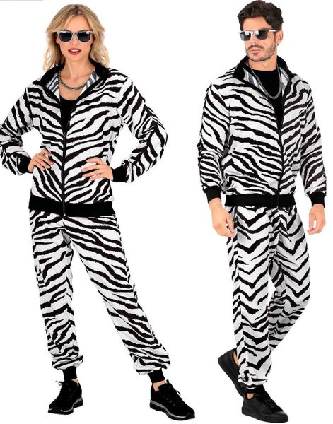 Sølvfarget Zebra 80-talls Grilldress med Lommer til Voksen