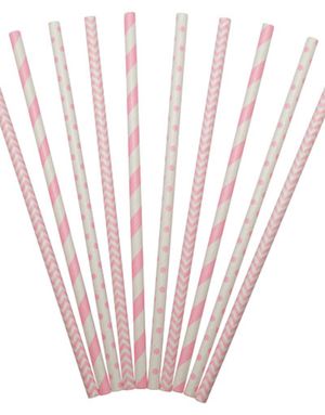 25 st Ljusrosa Papperssugrör