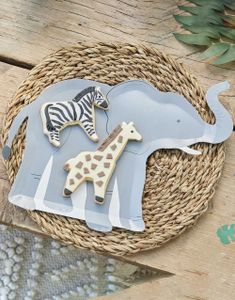 8 stk Elefant Papptallerkener - Let's Go Wild!