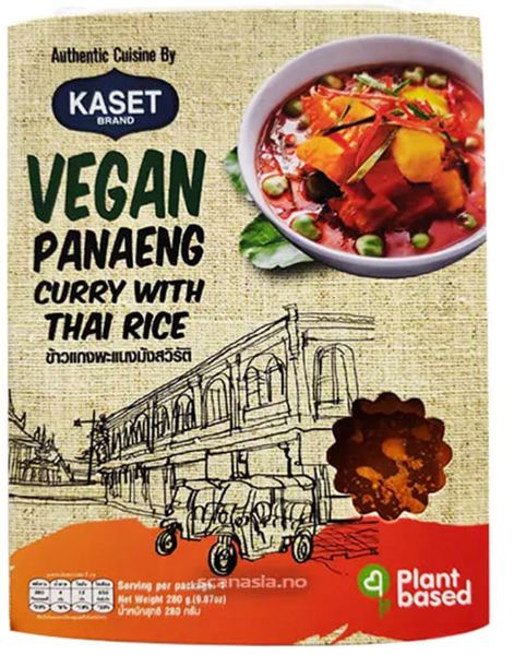 Kaset Vegan Panang Curry & Jasminris – Mikrorätt (kan förvaras i rumstemperatur) 290 g (Thailand)