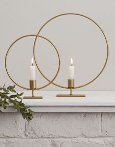 2 St Guld Färgade Runda Ljusstakar 24,5 cm / 27,5 cm