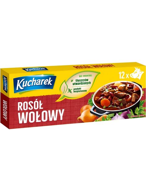 Kucharek Beef Bouillon - 12 stk Biff Buljongterninger 120 gram (Polen)