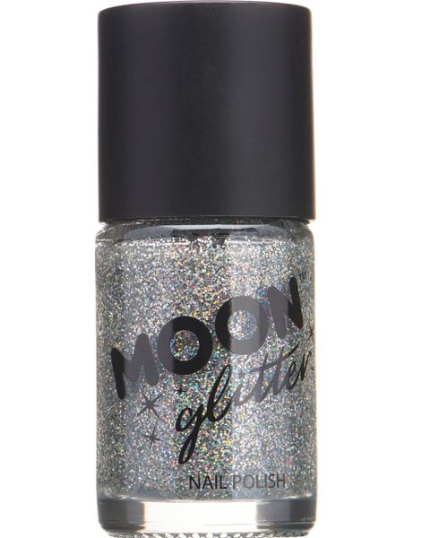 Silverfärgat Nagellack med Holografiskt Glitter