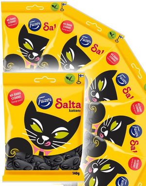24 St Påsar med Fazer Salta Katten - Kattformad Saltlakrits - Helt Låda 3360 Gram