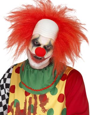 Skallig Clownperuk med Rött Hår