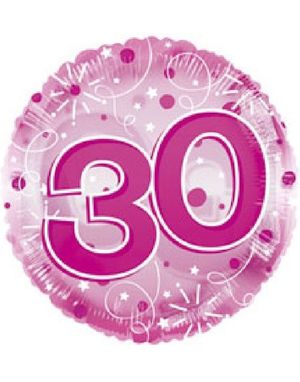 30-års Feiring - Rosa Gjennomsiktig Folieballong 61 cm