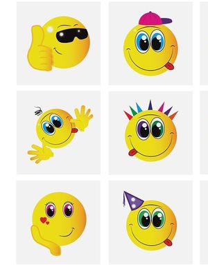 6 stk Små Tillfälliga Smileys Tatueringar