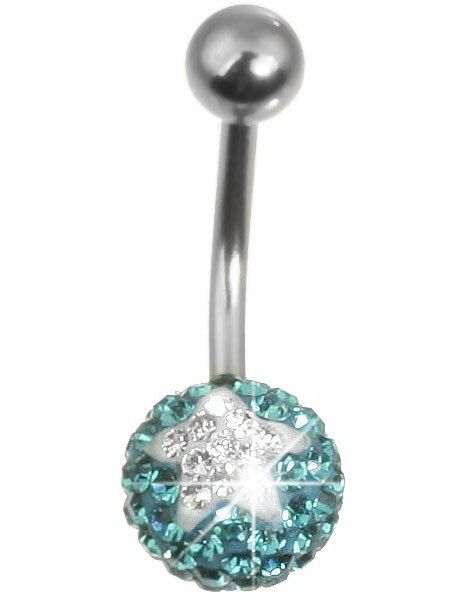 Stardom Navelpiercing - Turkos/Vit