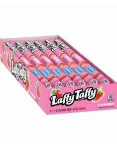 24 st. Wonka Laffy Taffy Strawberry - Karamellstång med Jordgubbesmak - Hela Låda 551 gram (USA Import)
