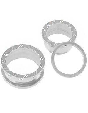 Double Cut - Silverfärgad Piercing Tunnel