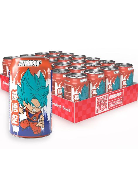 24 st Goku Strawberry & Banana Soda - Läsk med Jordgubbs- och Banan smak - ULTRAPOP - Helt Brett 24x330 ml (Japan)