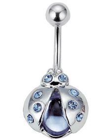 Navelpiercing med Nyckelpiga och Blå Stenar