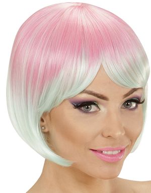 Rosa och Turkos Deluxe Bob Peruk - Kan Stylas!