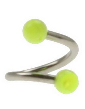 Curve Ögonbrynspiercing med Gula Kulor - 1.2 x 8 mm