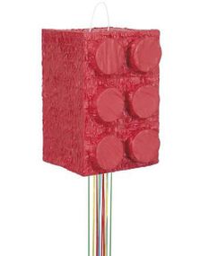 Rød Byggeblokk Pull Pinata 44x42 cm