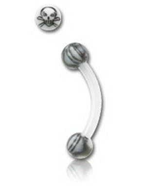 Skull White - 1.2 x 8 mm Ögonbrynspiercing