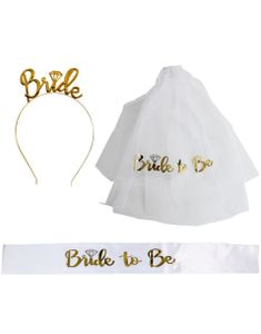 Bride to Be sett - slør, hårbøyle og sash