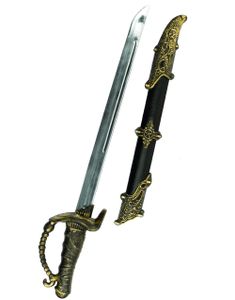 Svart och Guldfärgat Piratsvärd med Skida 51 cm