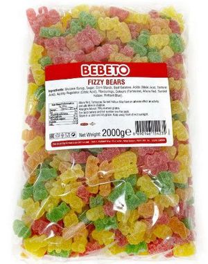2 kg Bebeto Fizzy Bears - Vingummibjørner med Fruktsmak