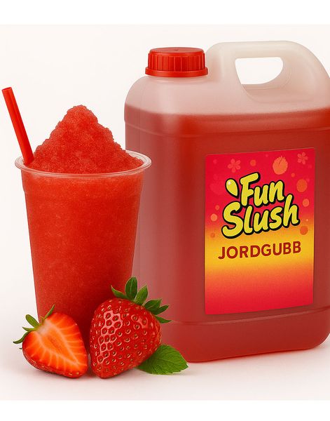 5 liter Jordgubbe Slush-Konsentrat - 30 liter Färdig Popz Fun Slush